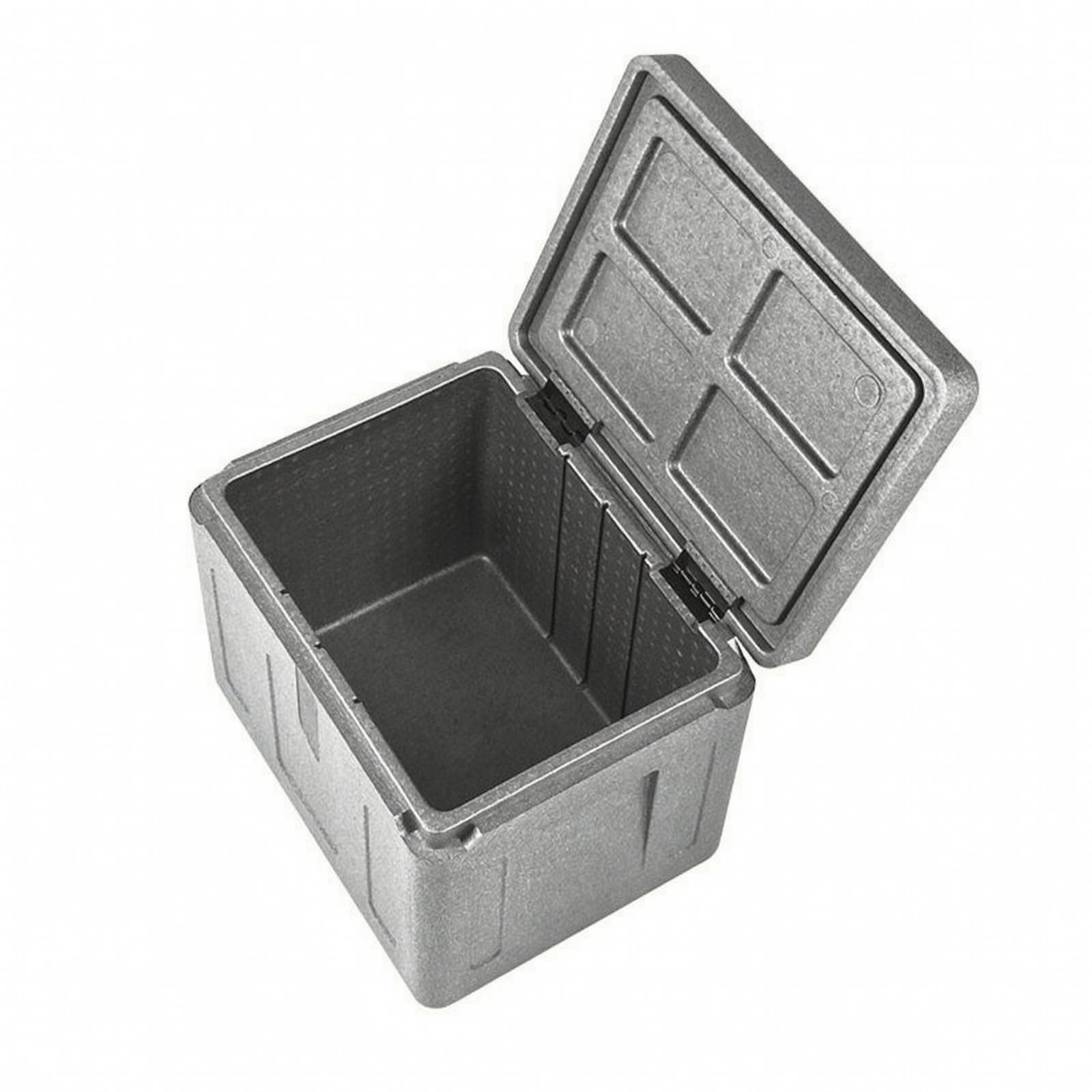 predolo Kälteisolierend Transportbox mit Deckel | Hohe Temperaturerhaltung, Polypropylenschaum-Temperaturbox, Stapelbar, Isolierbox mit Deckel, für Essenstransport, Grau, Klappdeckel