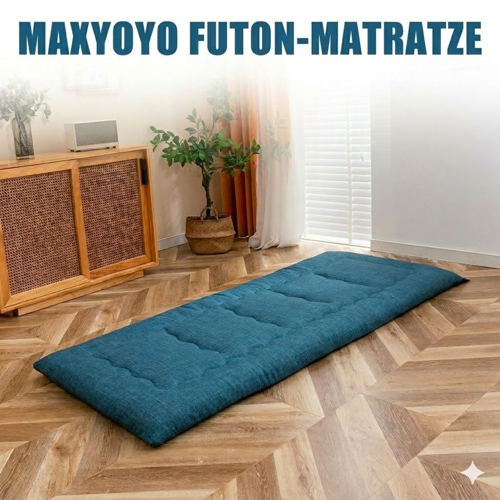 MAXYOYO Tragbare Faltbare Futon -Matratze, Hypoallergene Stoff- Und Speicherschaummatratzenpads Mit Griff Und ReißVerschluss FüR GäStewagen Im Freien Im Freien Im Freien (Preußischblau, 71x190 cm)