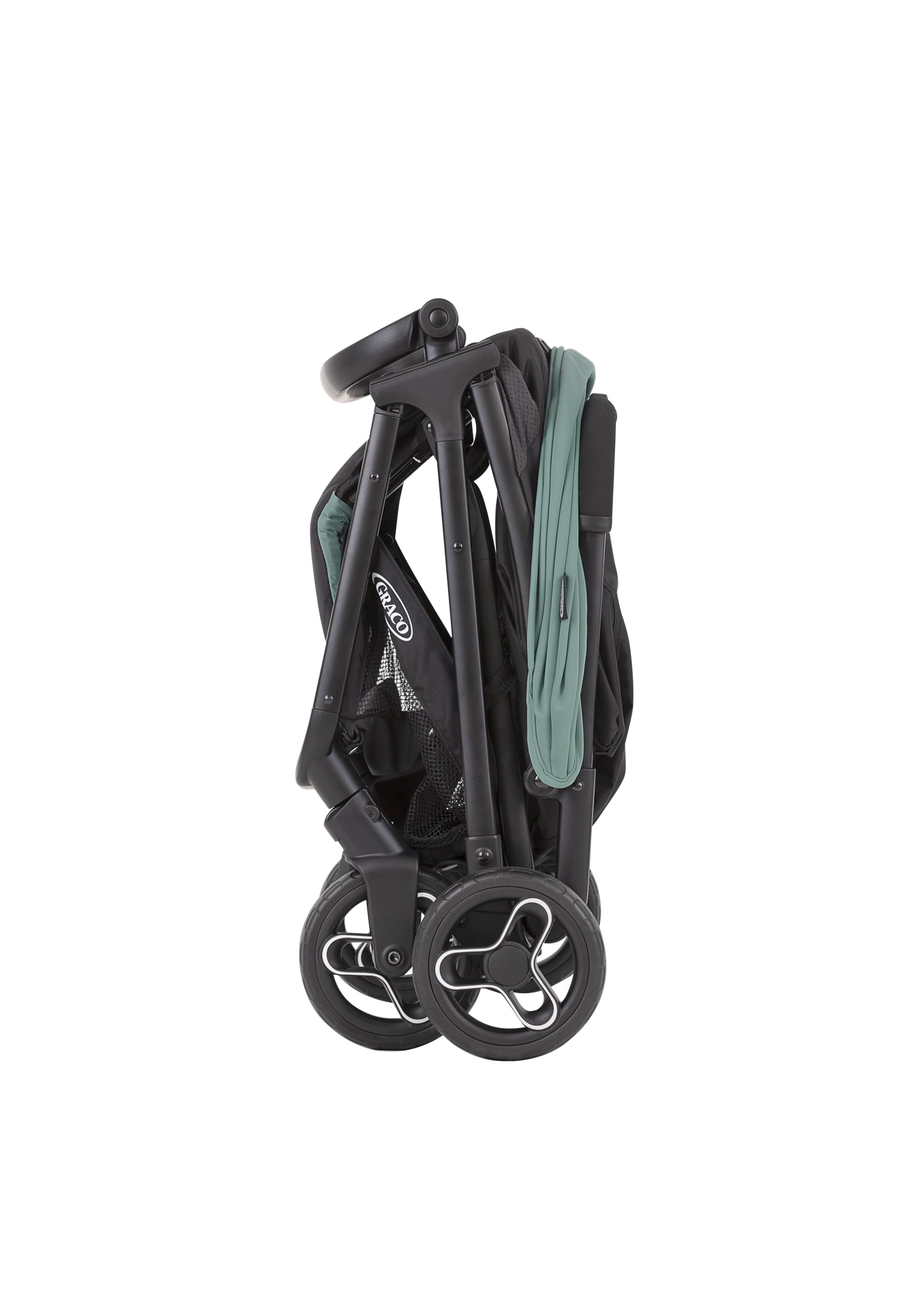 Graco Myavo Poussette de voyage légère avec pliage rapide, de la naissance à environ 4 ans (0-22 kg), se plie rapidement, tient debout une fois pliée, habillage pluie inclus, Mint