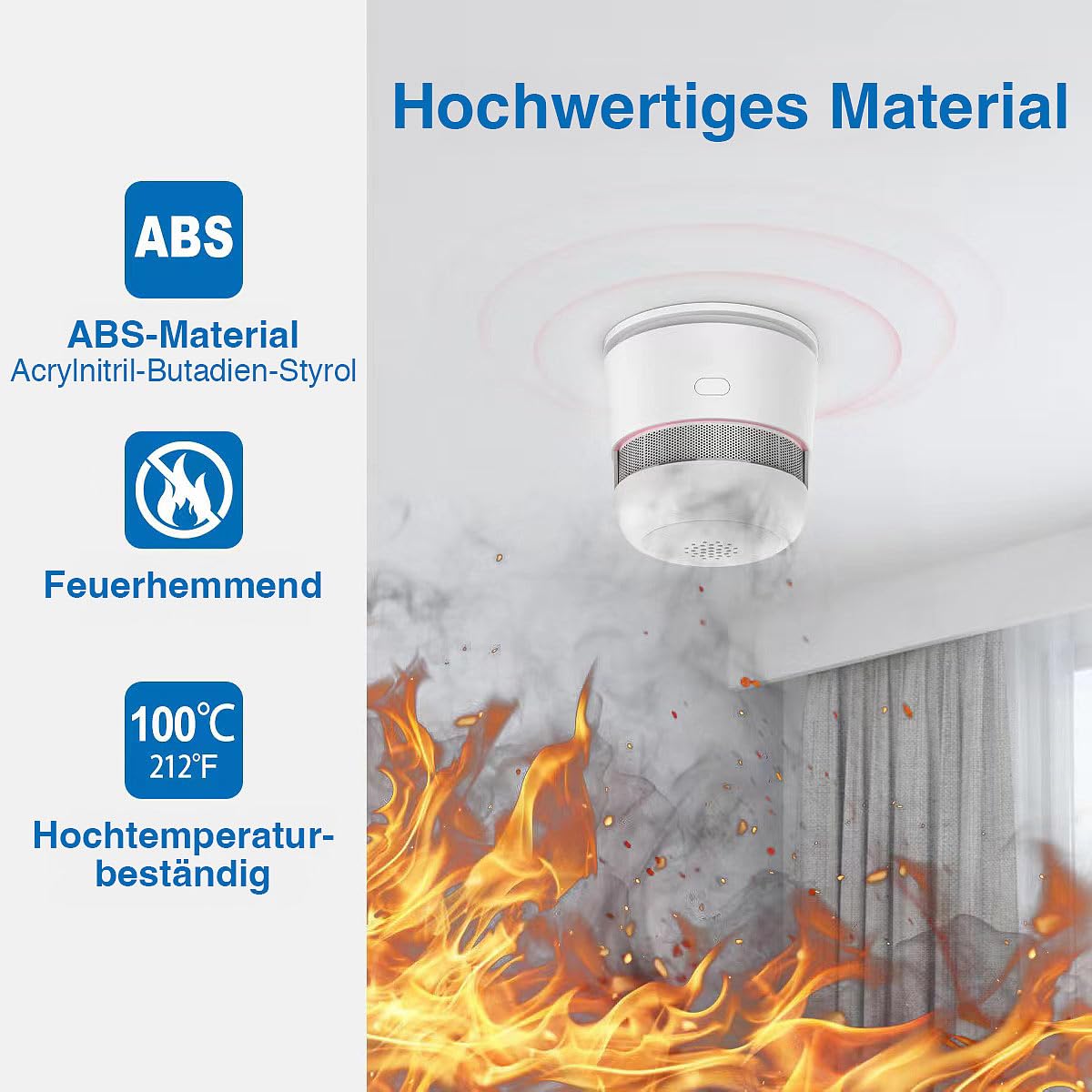 VisorTech 6er-Set Mini-Rauchwarnmelder, 85 dB Alarm, 10 Jahre Batterie, EN 1460