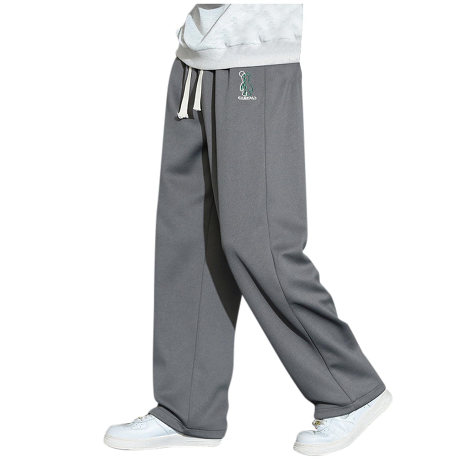 Baggy joggingbroek met open bodem voor heren, rechte pijpen, fleece casual wijde pijpen, losse pasvorm, open pijpen, wijde broekspijpen met zakken, relaxte pasvorm, gezellige trainingsbroek, sport