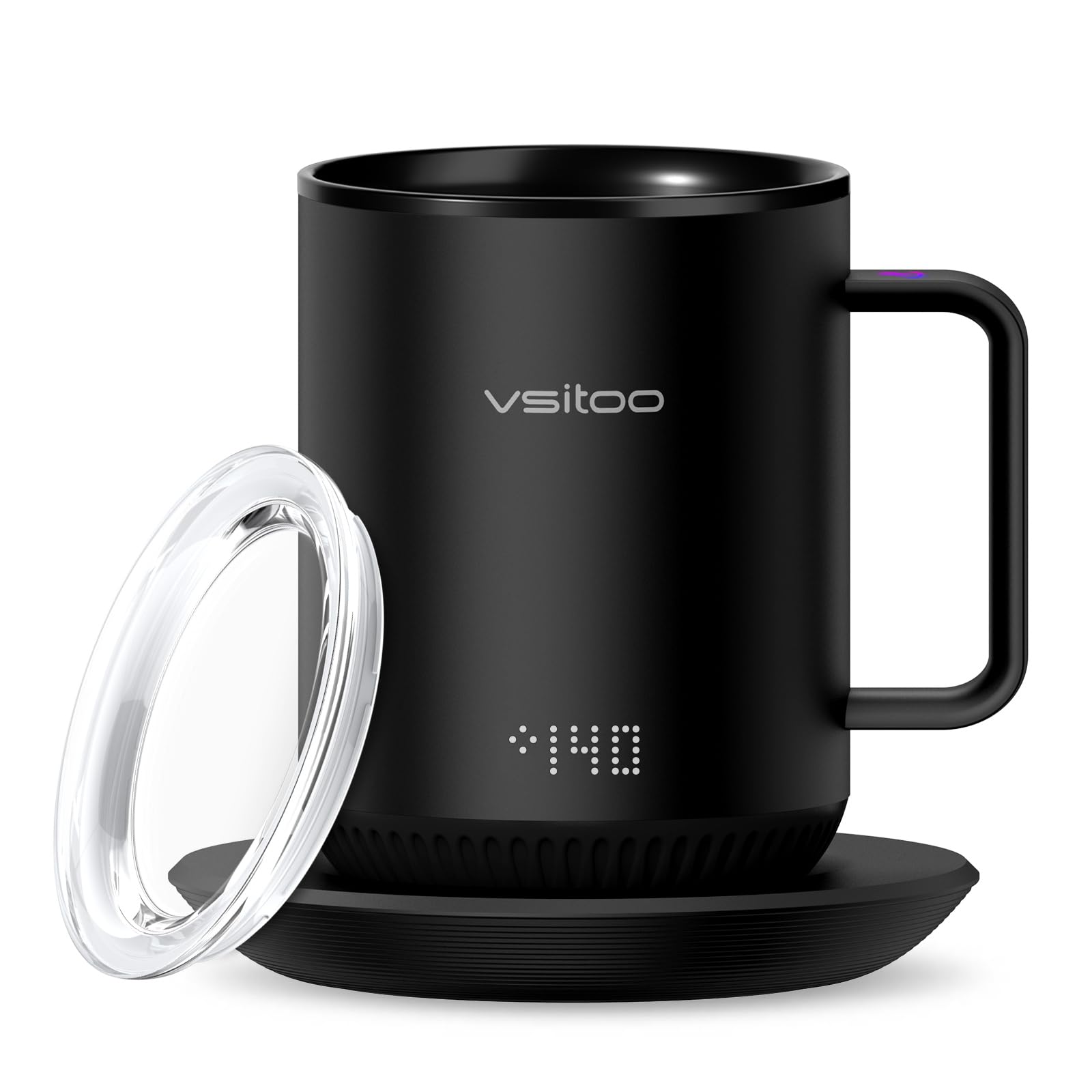 vsitoo S3 Temperature Control Smart Mug, 10 Oz, App-Controlled Heated Coffee Mug with 80 Min Battery Life and Improved Design(Black)