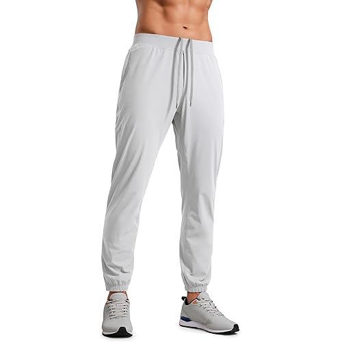 CRZ YOGA Athletic Joggers for Men 29" - Lightweight Running Training Pants with Zip Pockets and Ankle Zippers