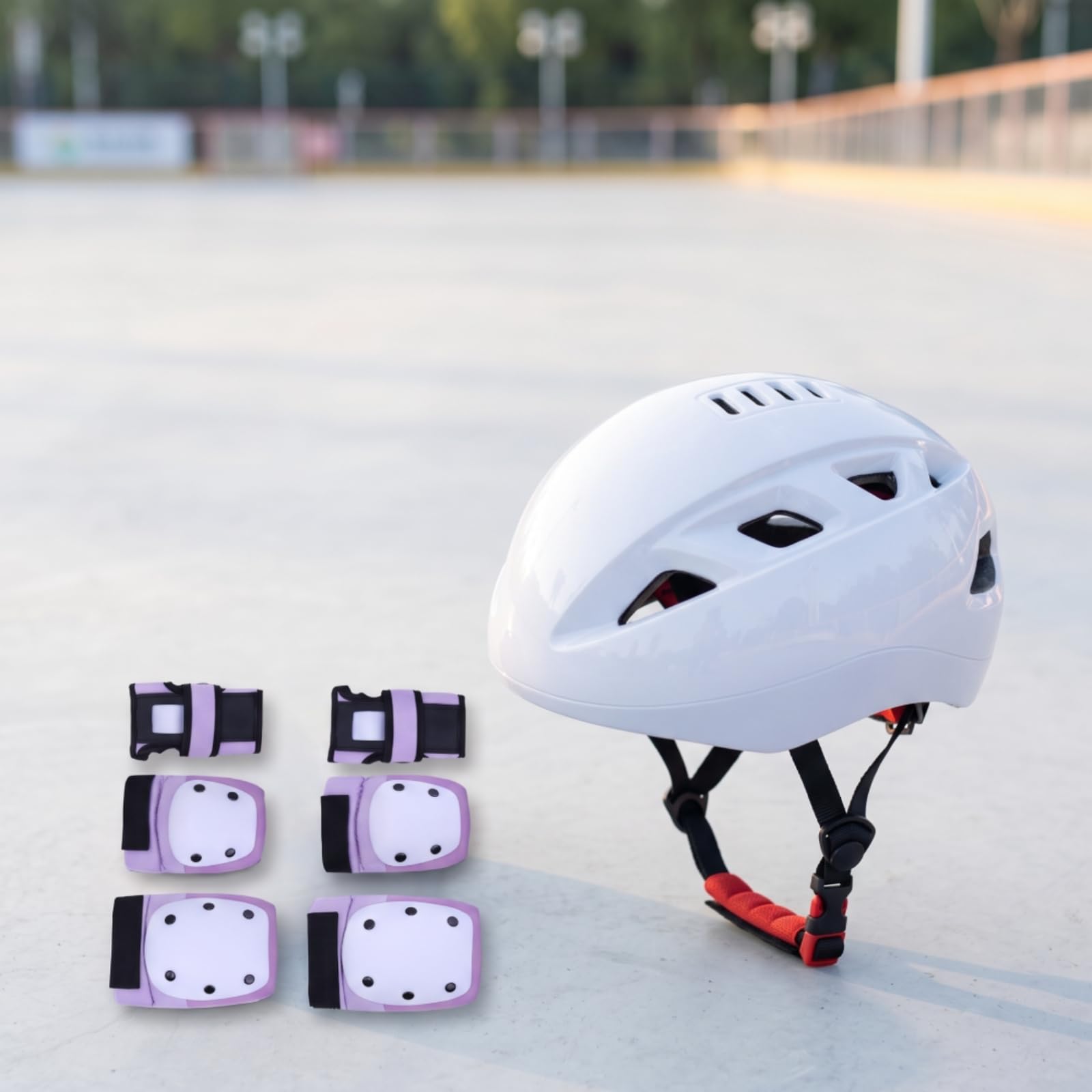 Set di Casco e Protezioni Imbottito Casco con Ginocchiere e Gomitiere Rigido Set Protezioni con Ginocchiere per Pattinaggio