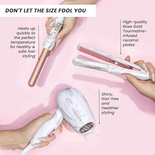 Miniatura 4 de Foxybae Mini kit de viaje con mini plancha plana, varita y secadora