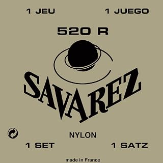 Savarez Cordas de guitarra clássicas de nylon retificado 520R de alta tensão.