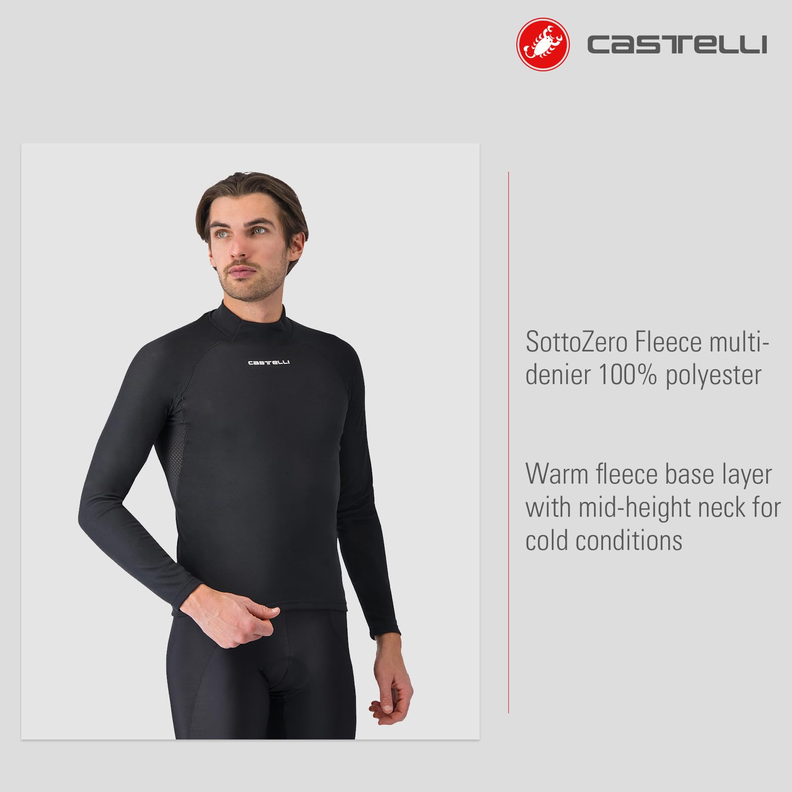 CASTELLI Flanders 2 - Maglia a maniche lunghe da uomo, isolamento di alta qualità e traspirabilità per ciclismo su strada fredda, ciclismo