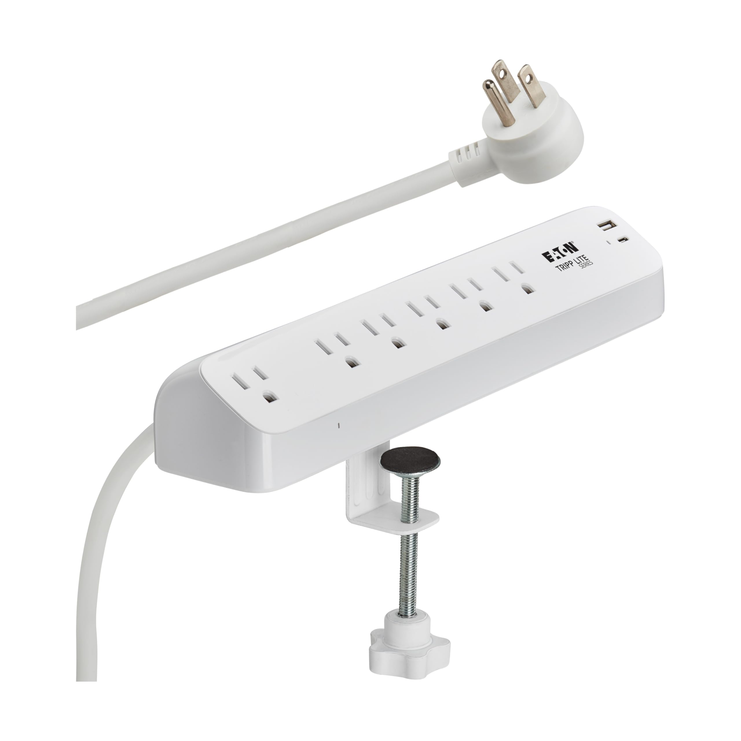 Eaton Tripp Lite Series Computer Clamp for Power Strip, 6 Outlets, USB-A and USB-C Charging Ports, 900 Joules, 6-Foot Flat Extension Cord, Manufacturer's Warranty-image-1