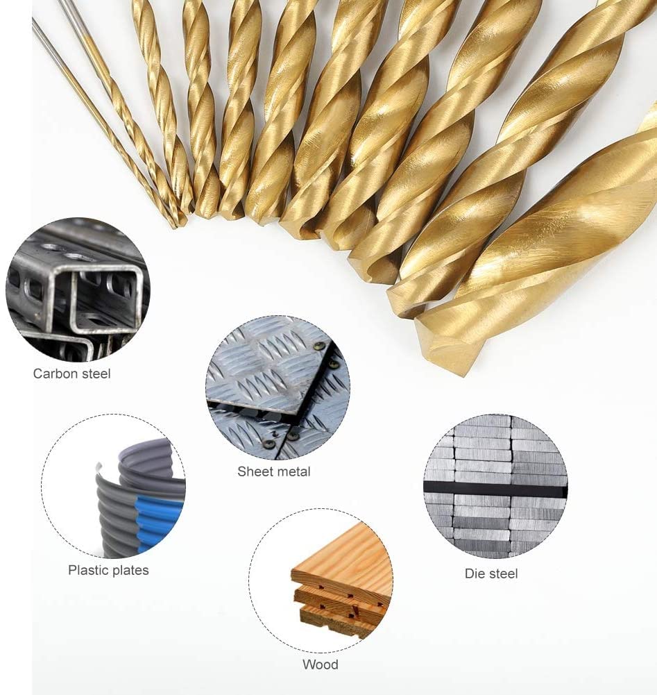 Juego de Brocas de Titanio de 99 Piezas para Acero, Madera, plástico, Metal, Cobre, aleación de Aluminio con Estuche de Almacenamiento (Color : A, Tamaño : 99 Pcs) (A 99 Pcs)