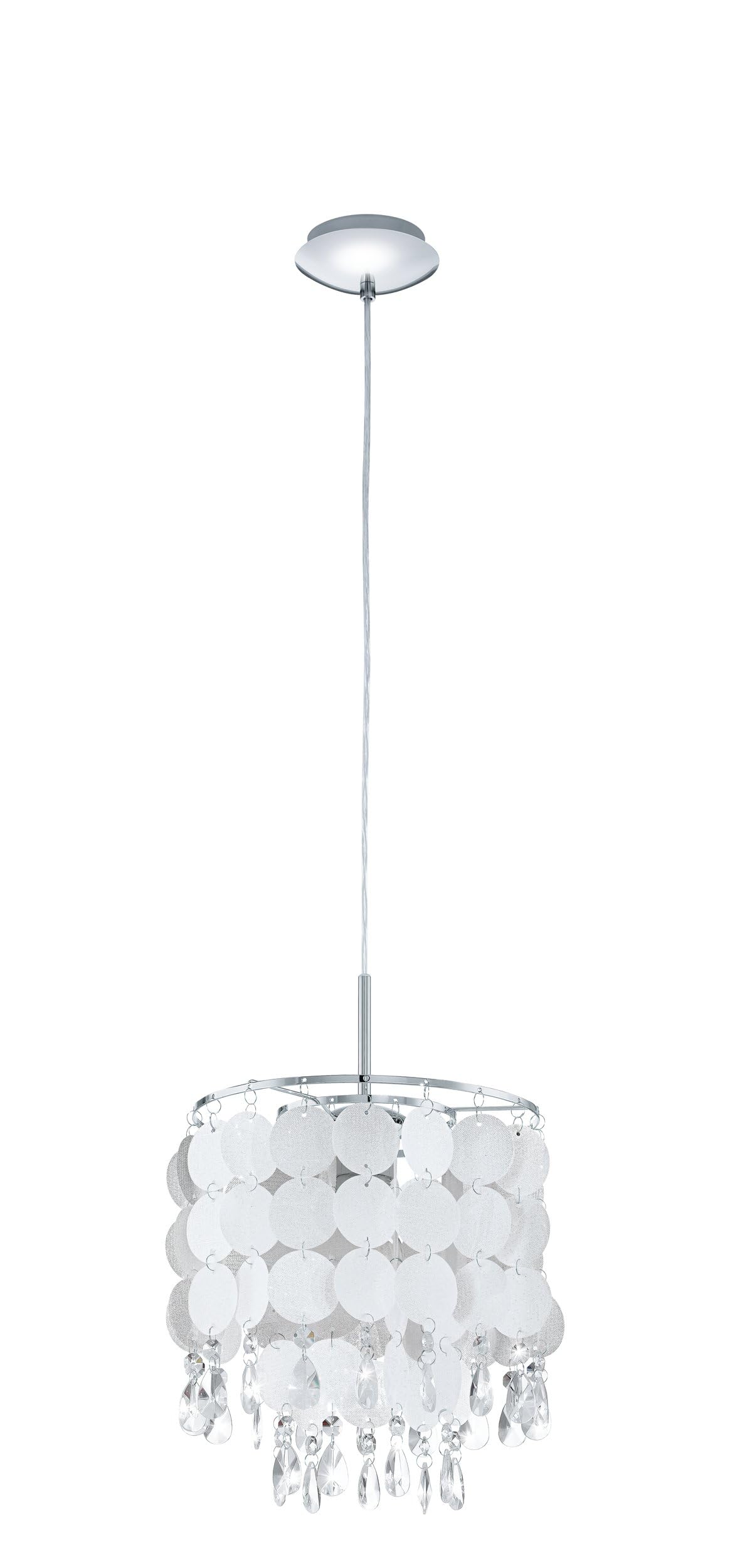 Eglo Lámpara colgante Fedra, lámpara suspendida de 1 luz, lámpara de techo | de metal cromado con cristal transparente y nácar, lámpara para comedor y salón con casquillo E27, Ø 25 cm
