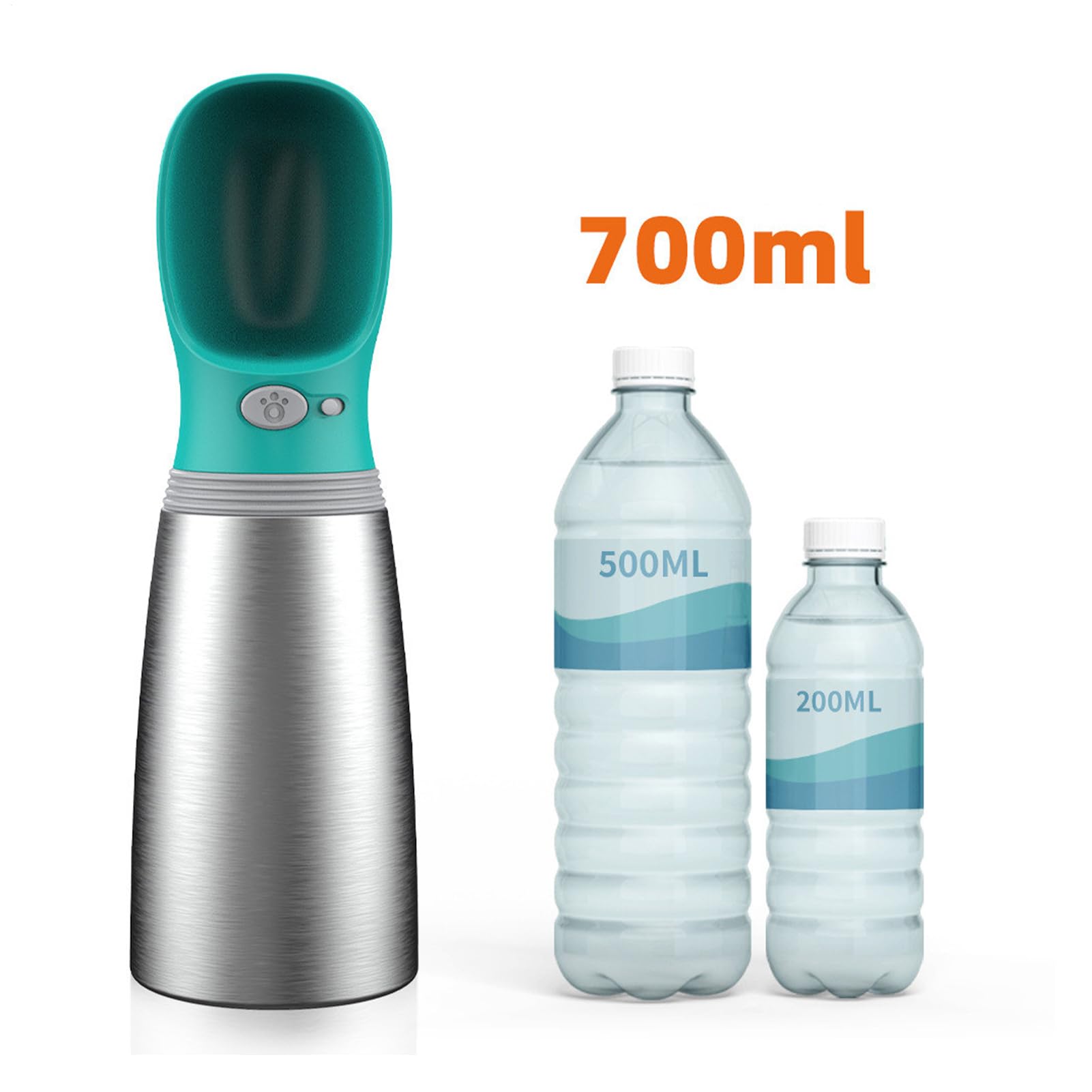 Bottiglia d'acqua da viaggio per cani, dispenser di idratazione per animali domestici, bottiglia in acciaio a prova di perdite con pieghevole, contenitore portatile per bevande all'aperto