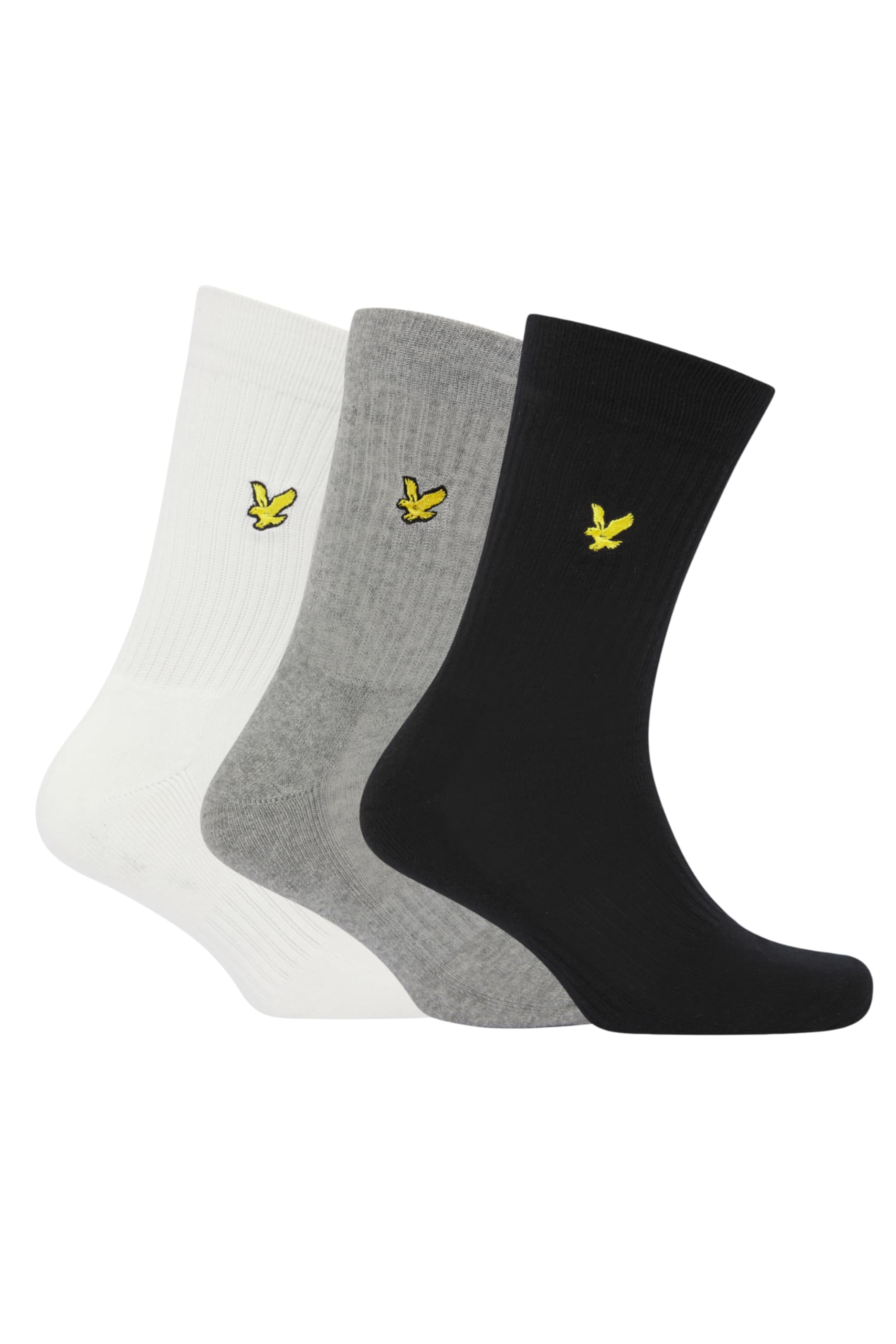 Lyle And Scott Men's Black/White 3-Pack Hamilton Sports Socks, /Grey - Size 16/14.5/8/15/8.5/15.5/9/13/13.5/14/6.5/7/7.5/11.5/5/12/5.5/12.5/6/3.5/3/10