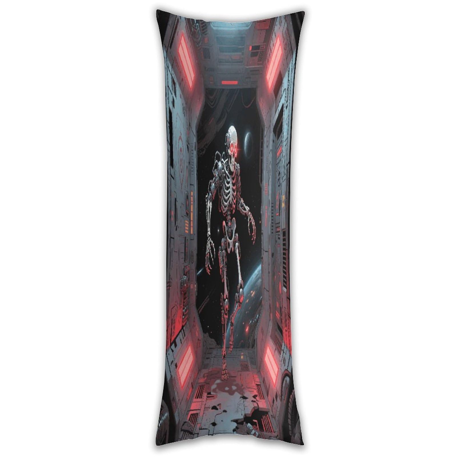 Skull Body Pillow Cover with Hidden Zipper Breathable Polyester Long Pillow Case Cozy Fuzzy Body Pillowcase Ultra Soft Long Pillow Cover for Bedroom 18.9 X 53 in