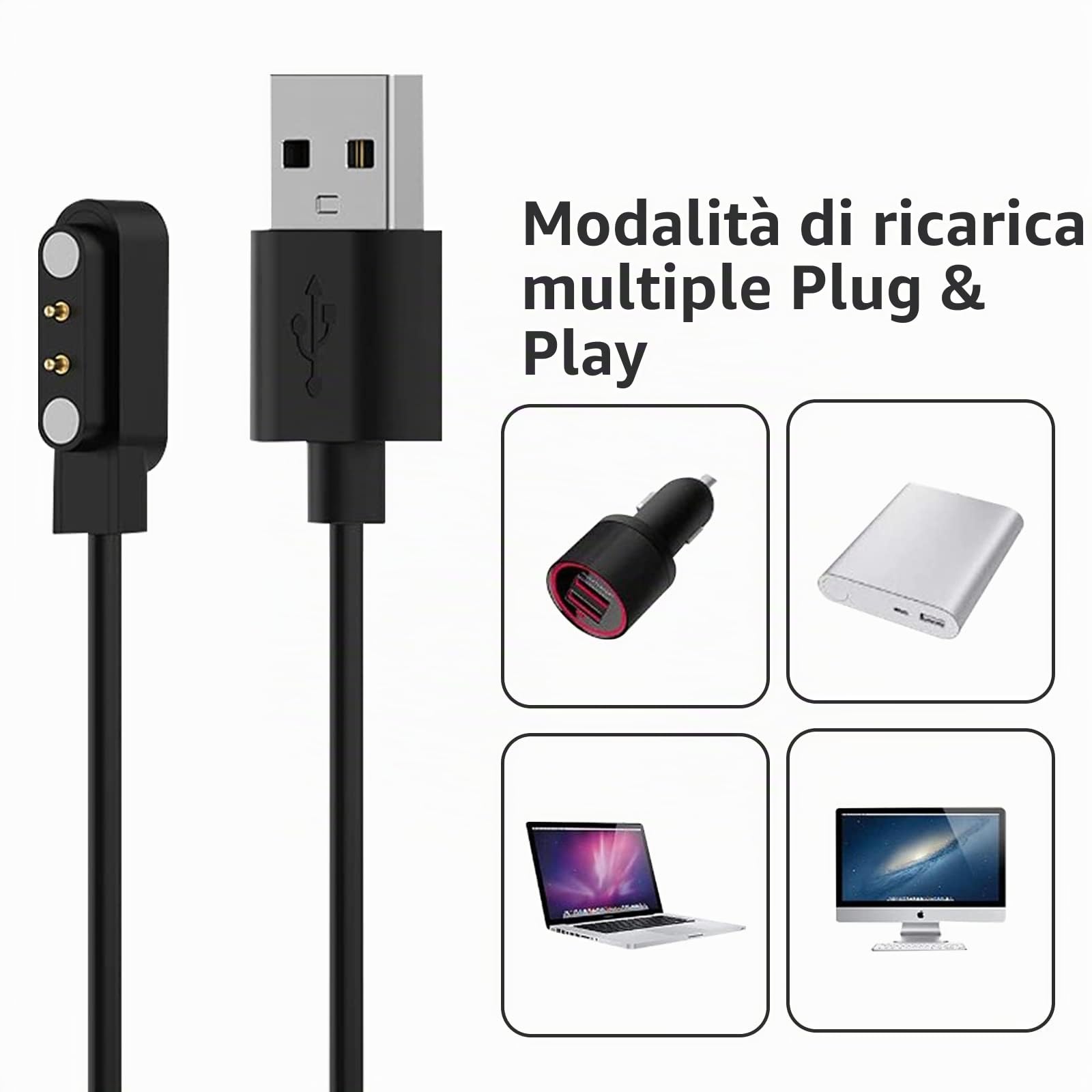 Cavo Di Ricarica Magnetico Per Blackview W50 / IOWODO W50 – 100cm, Protezione Da Sovraccarico, Portatile