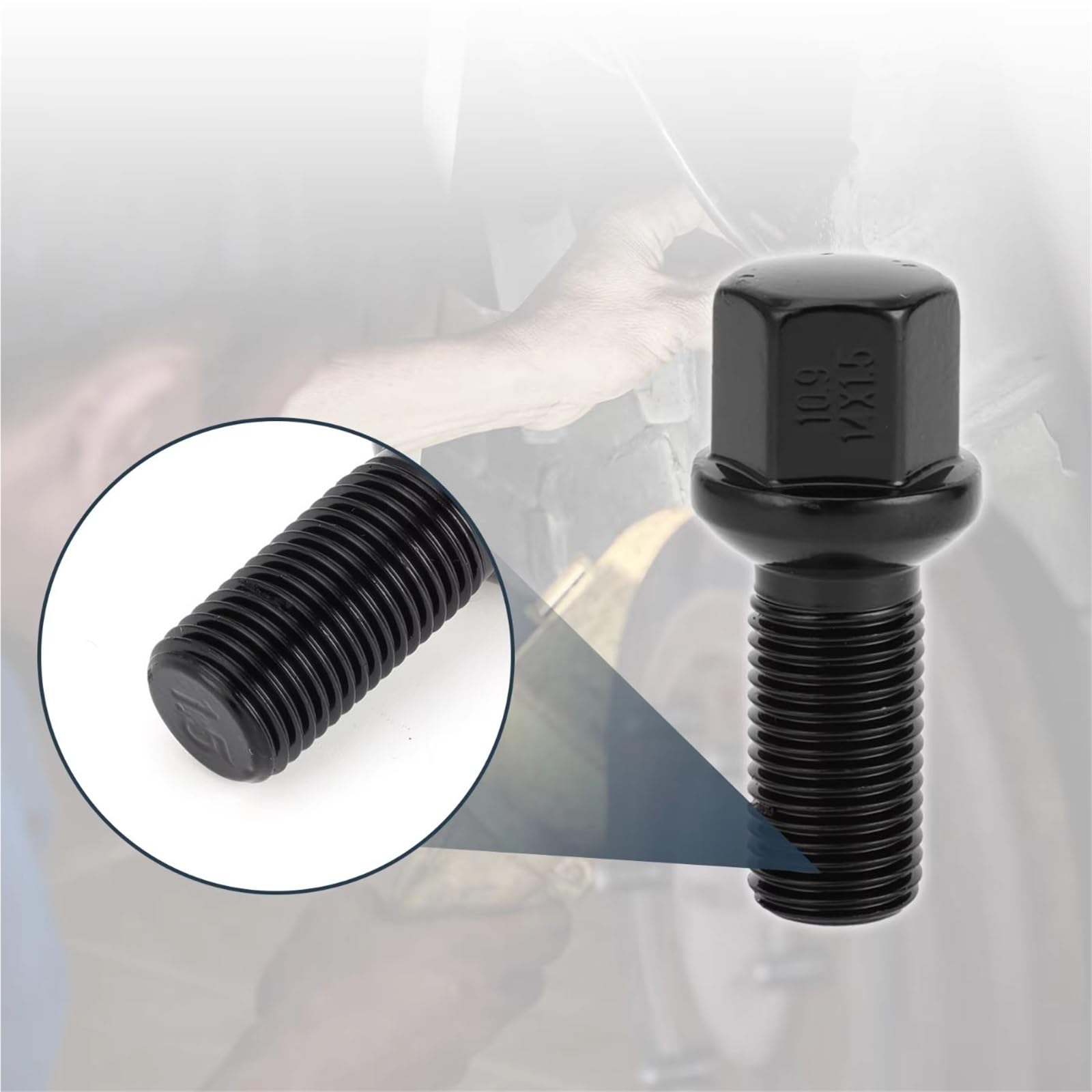 Compatibile con 10 pezzi M14x1.5 Ruota a sfera Lug Bullone Ruota in acciaio legato Lug Studs 27mm Shank Ruota Acciaio Lug Bulloni Dado ruota Auto Bulloni Cerchi