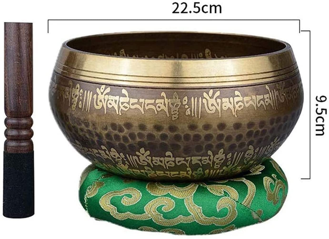 Set di Campane tibetane per Meditazione, Yoga, guarigione dei Chakra, Preghiera e consapevolezza. Campana Sonora in Rame per Meditazione con percussore e Cuscino, Realizzata a Mano in Nepal.