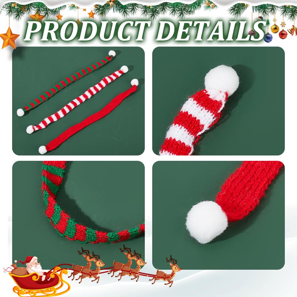Sctecoau 12 Stks en Mini Kerst Sjaal Kerst Strepen Wijn Fles Gebreide Sjaal Xmas Decoratie Cover