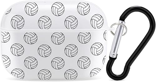 Miniatura 6 de Funda protectora para auriculares de voleibol en blanco y negro, portátil, a prueba de golpes, con diseño de llavero para Airpods Pro, talla única