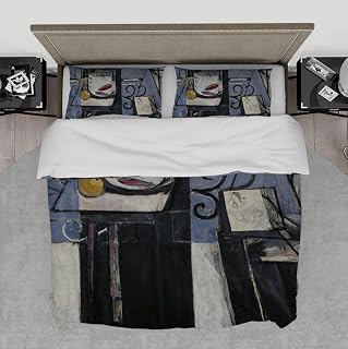Abstract Vintage Artwork Printed 3 Piece Bedding Set Goldfish and Palette Pattern Microfiber Comforter Cover Set 1 Duvet Cover 2 Pillow Shams Super King