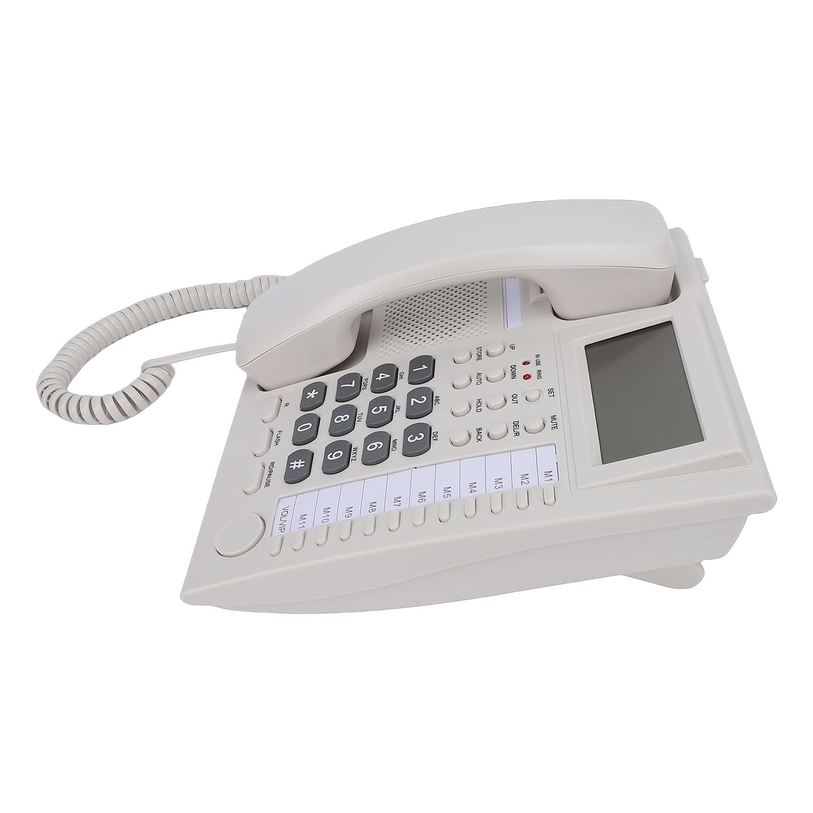 Generic Telefono Fisso con Filo a Chiave Grande con Chiamata in Vivavoce per Ufficio Domestico, Beige, ID Chiamante con Display a 16 Cifre, Adatto per Anziani