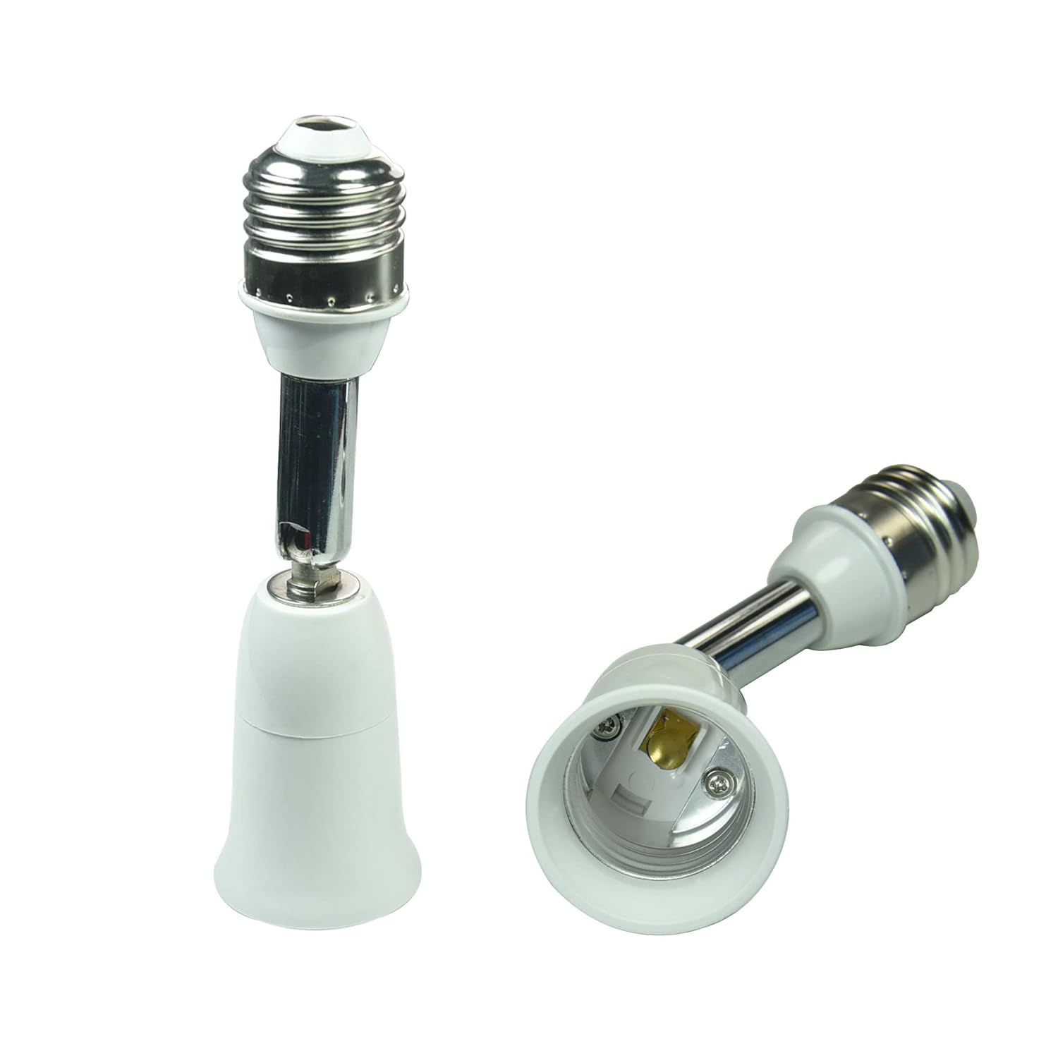 Bulb Extension Adapter, Flexible Medium Light Bulb Socket Converter, 5.5 Inch E26/E27 Light Socket Extender Adjustable Vertical 180°Horizontal 360° (2-Pack)