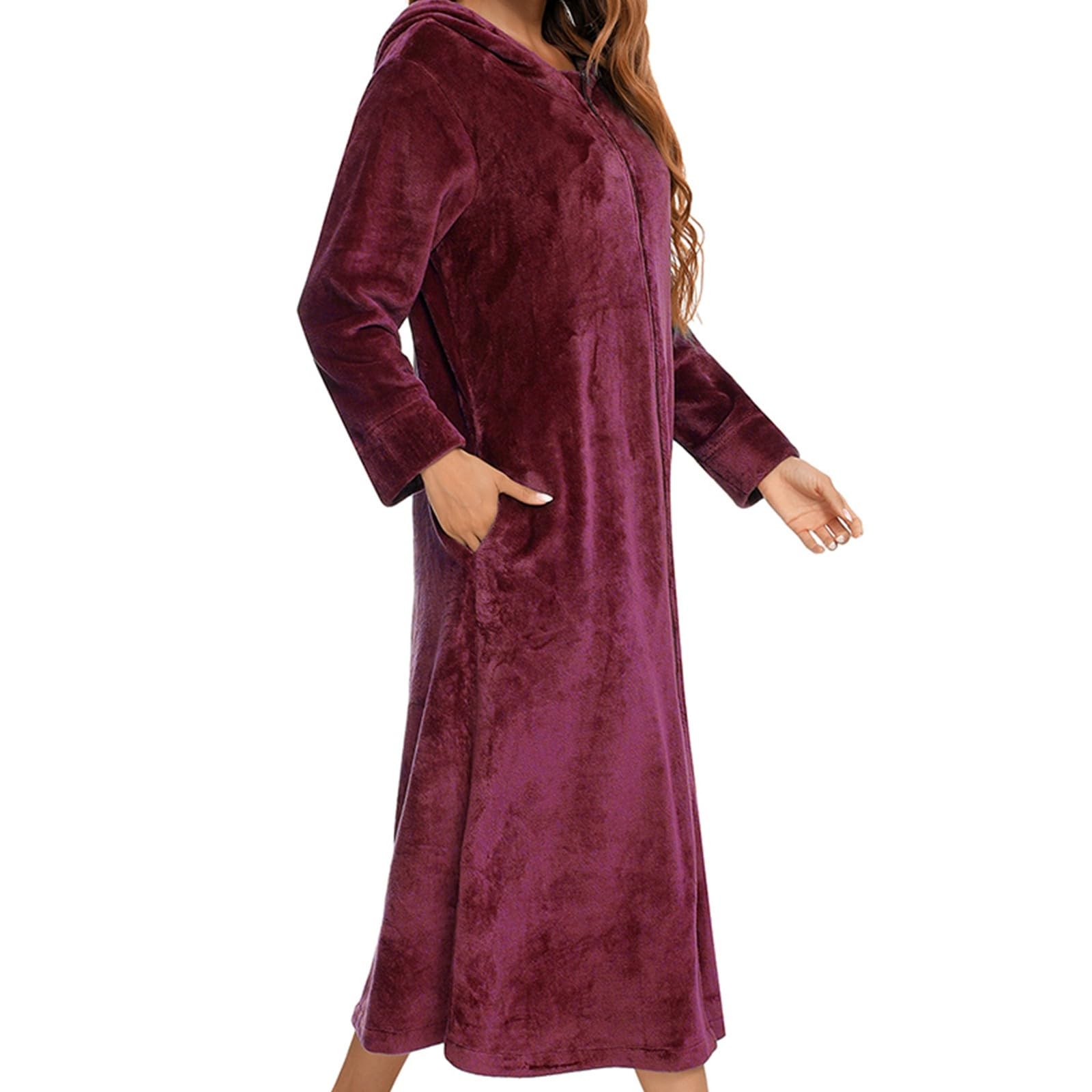 Accappatoio in Spugna, 100% Cotone Unisex Accappatoio Donna Microfibra Ultra Sottile, Super Assorbente, Anti-Pilling con Tasche e Cappuccio Tinta Unita Vari Colori Elegante Comodo per Casa e Vacanza