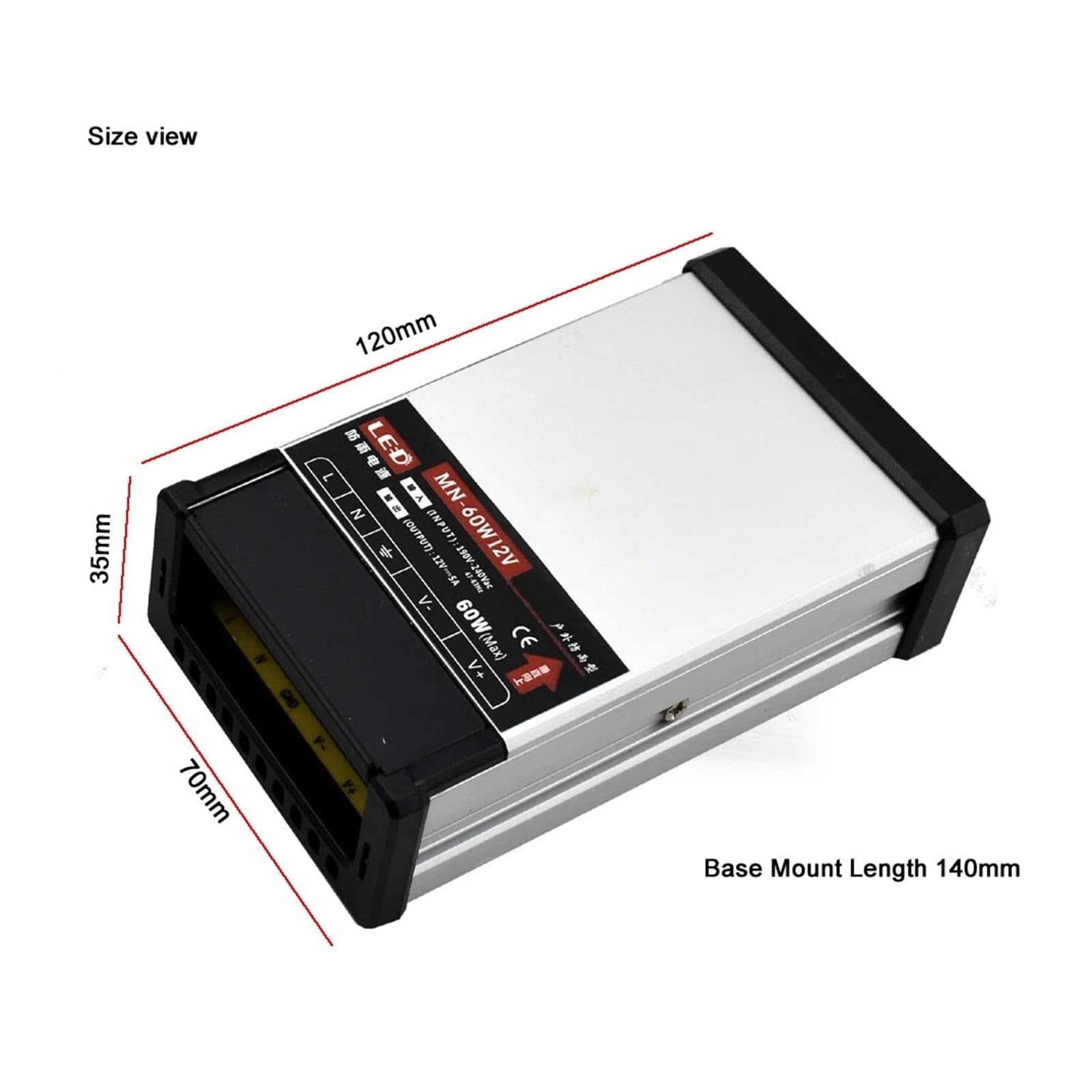 Transformador de potencia del controlador LED, 12 V, 230 V CA(DC12V 5A 60W)