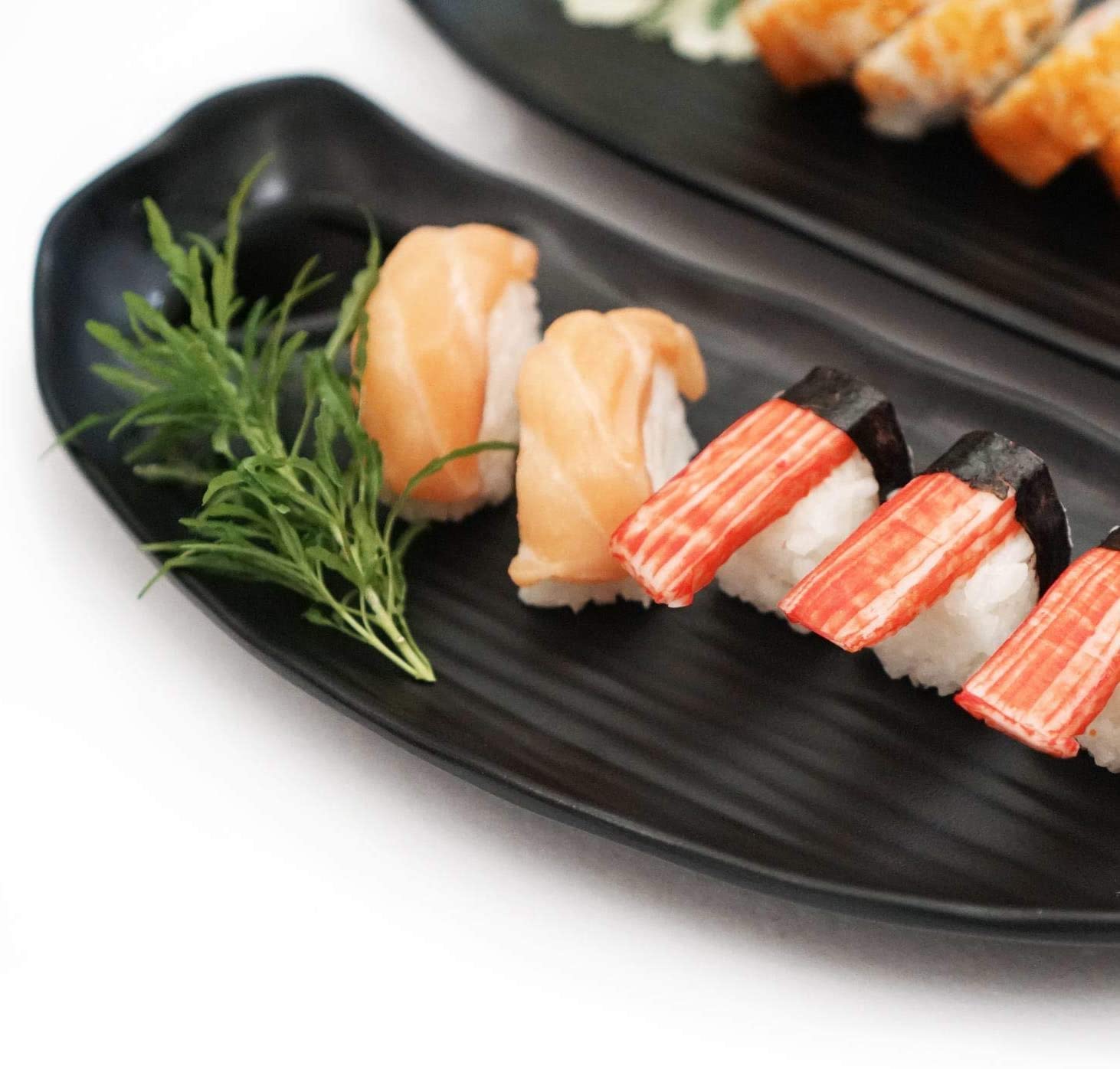 Melamine Matte Finish D Shape Platter for Dining Table | Snacks, Starters, Fast Food Serving Tray/Plate, Set of 4, Black