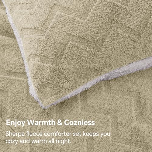 Image of BEDELITE Fluffy Sherpa Twin Comforter Set,Linen
