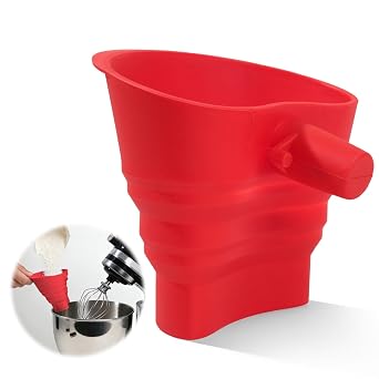 Flour Funnel for Kitchen Aid Mixer, Kitchen Funnel for KSM150 5-Quart Tilt-Head Mixers, Silicone Kitchen Funnels, Flour & Egg Liquid are Easy to Pour, Dishwasher Safe Red