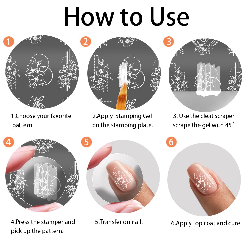 PH PandaHall 3pcs Border Flowers Nail Stamp Plates - Image 4