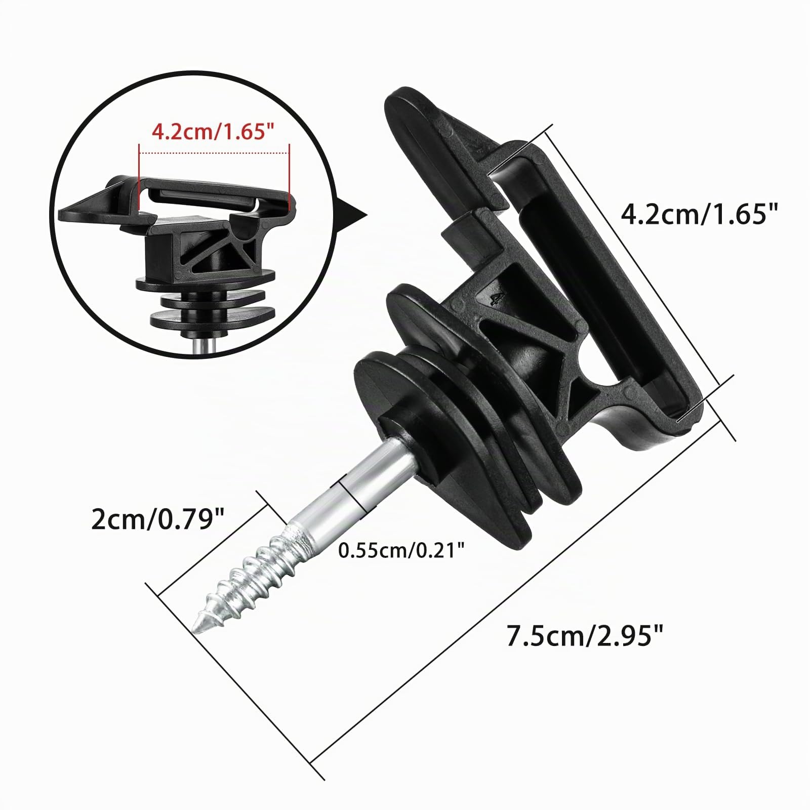 Lot de 50 Isolateur Cloture Electrique, Isolateurs pour Rubans Larges jusqu'à 40mm et Cordes de 6mm - Idéal pour Poteaux en Bois, Piquet Cloture électrique