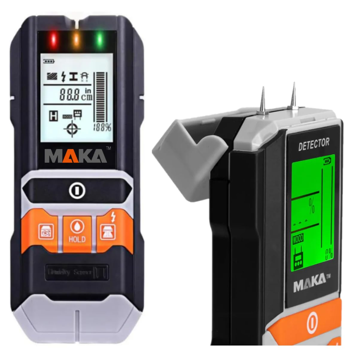 SAVE | Leitungsfinder und Feuchtigkeitsmessgerät für Wände | 2-in-1 Multifunktionsdetektor mit präzisem Feuchtigkeitsmesser und Leitungssucher | Stromfinder DETEKTOR