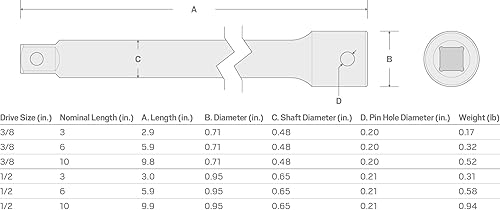 Miniatura 5 de TEKTON 3/8 Pulgadas de transmisión x 6 Pulgadas de extensión de impacto SIA11106