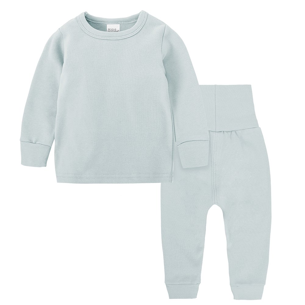 Kids Tales Little Boys Girls 2 Piece Solid Pajama Set Brushed Fleece Cotton Sleepwear Child High Waist Loungewear