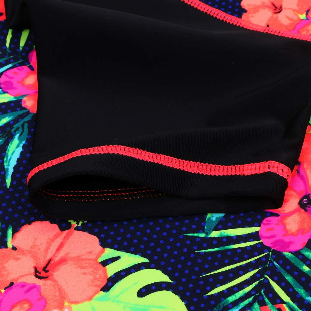 Fille Maillot de Bain Imprimé 2 Pièces Haut Manches Courtes + Short Enfant Rash Guard Anti-UV Protection Solaire UPF50+