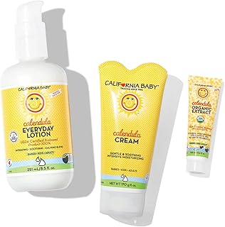 California Baby Calendula Intensive Moisturizing Kit | 8.5oz Calendula Lotion + 6oz Calendula Cream + 0.4oz Organic Calendula Oil | 100% Plant-based | Allergy-Friendly | Soothes Dry, Irritated Skin