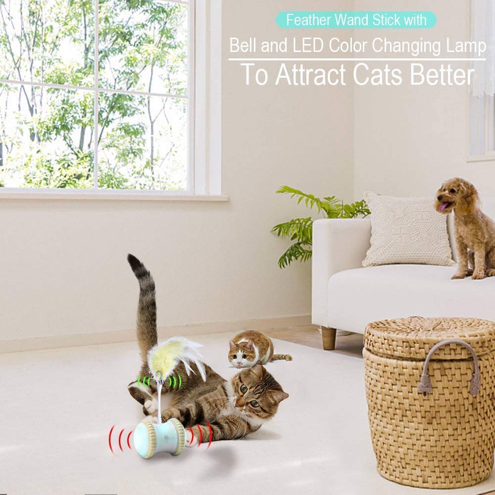 Jouets Lumineux LED à Rotation Automatique à 360 Degrés, Mouvements Automatiques Et Irréguliers pour Chatons/Chats, Chargement USB Amélioré A
