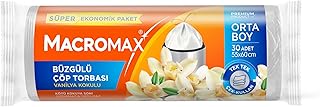 Macromax Büzgülü Çöp Torbası Orta Boy (55x60cm) Vanilya Kokulu 30 Adet Süper Ekonomik Paket