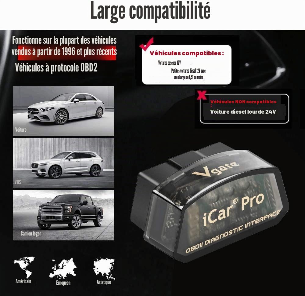 Vgate iCar Pro OBD2 Bluetooth 4.0 BLE Scanner à Faible consommation d'énergie Android iOS