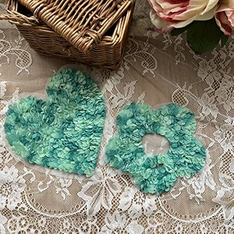 2Pcs Colorful Soft Chiffon Embroidered Appliques , 3D Flower lace Trimming Patches Sew on Baby/Child Clothing, Hair Accessories, Home Decoration Craft DIY (Green Color) Cover