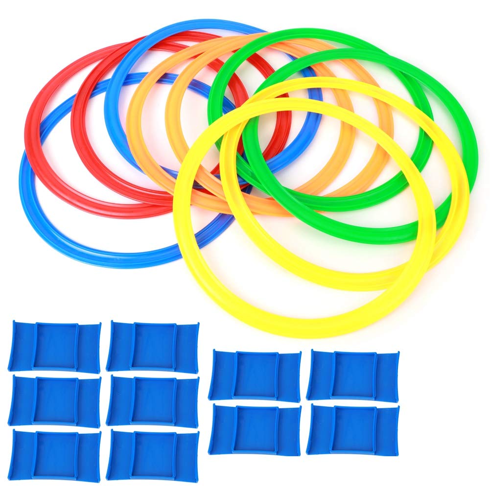 POENVFPO Speed-Agility-Trainingsringe-Set, 10-teilig, Übungs-Speed-Ring, Kreis, Springreifen, Werkzeug für Kinder, Outdoor-Sport (29 Cm/11,4 Zoll Durchmesser)