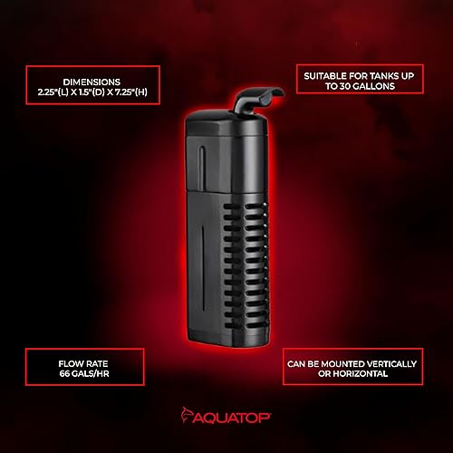 Miniatura 3 de Aquatop Filtro nano sumergible de 5 W, para 10-30 galones, caudal de 66 GPH, para agua cristalina, ideal para uso en agua dulce y salada, SPNANO-UV