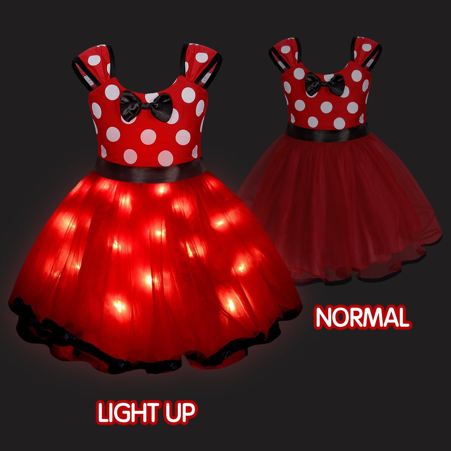 Light Up Baby Girls Dress Up Clothes Toddler Halloween Costume Birthday House Cosplay Bebe Party Outfit Red