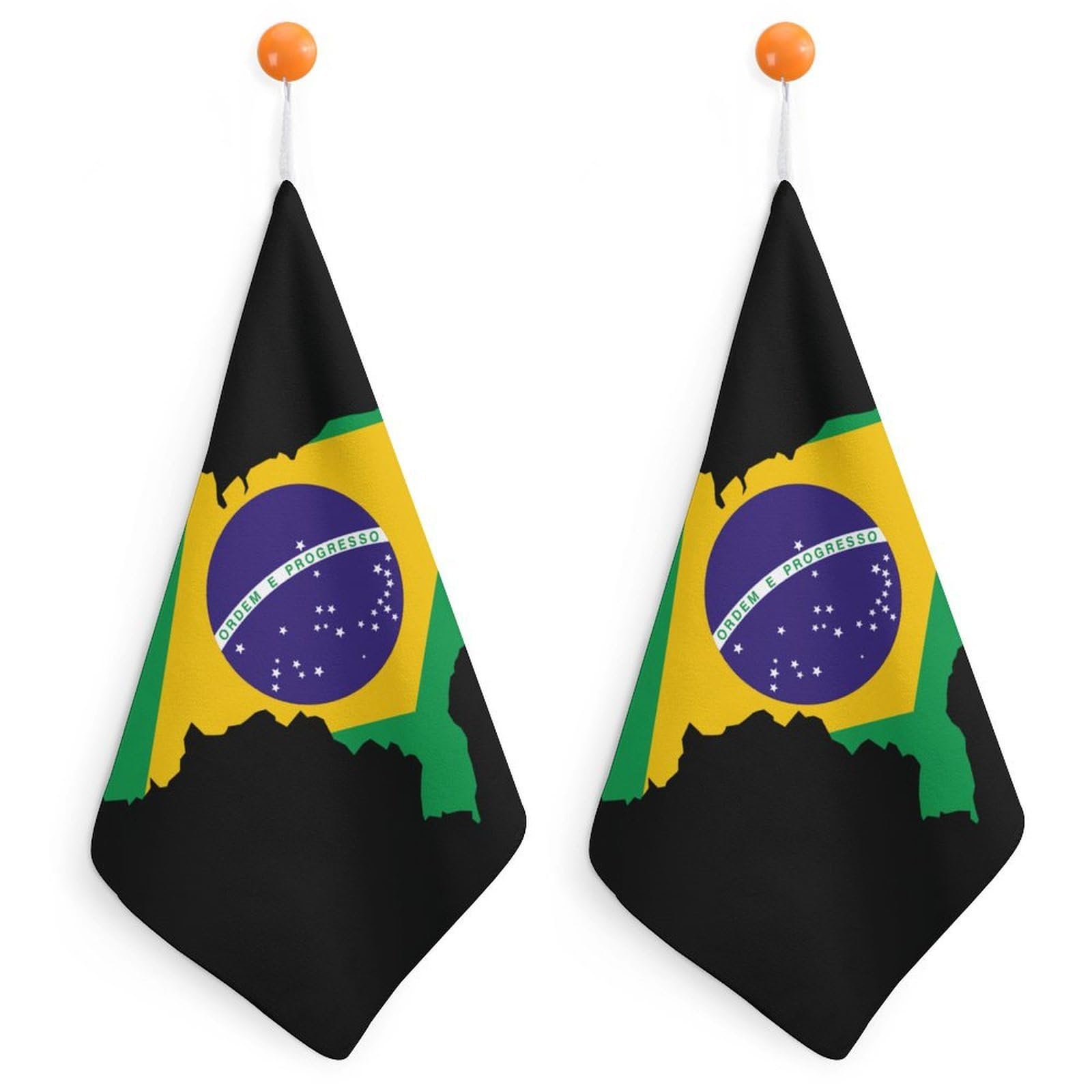 CGSBNGHA Brazil Flag Map Hand Towel Hanging Face Towels Cleaning Cloths Handkerchief for Bathroom Kitchen