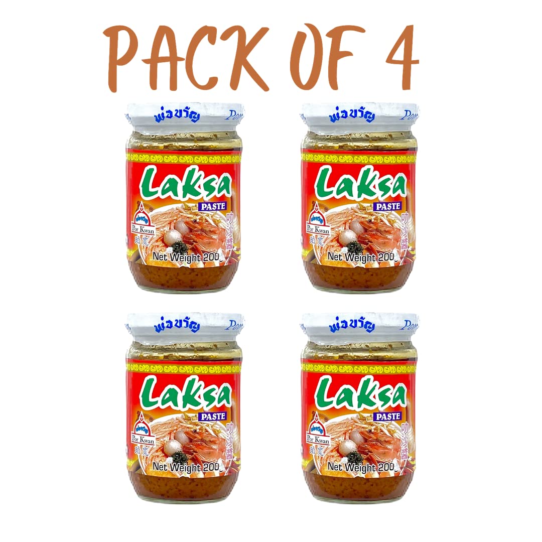 Por Kwan Laksa Lot de 4 pâtes de noix de coco et piment 473 ml