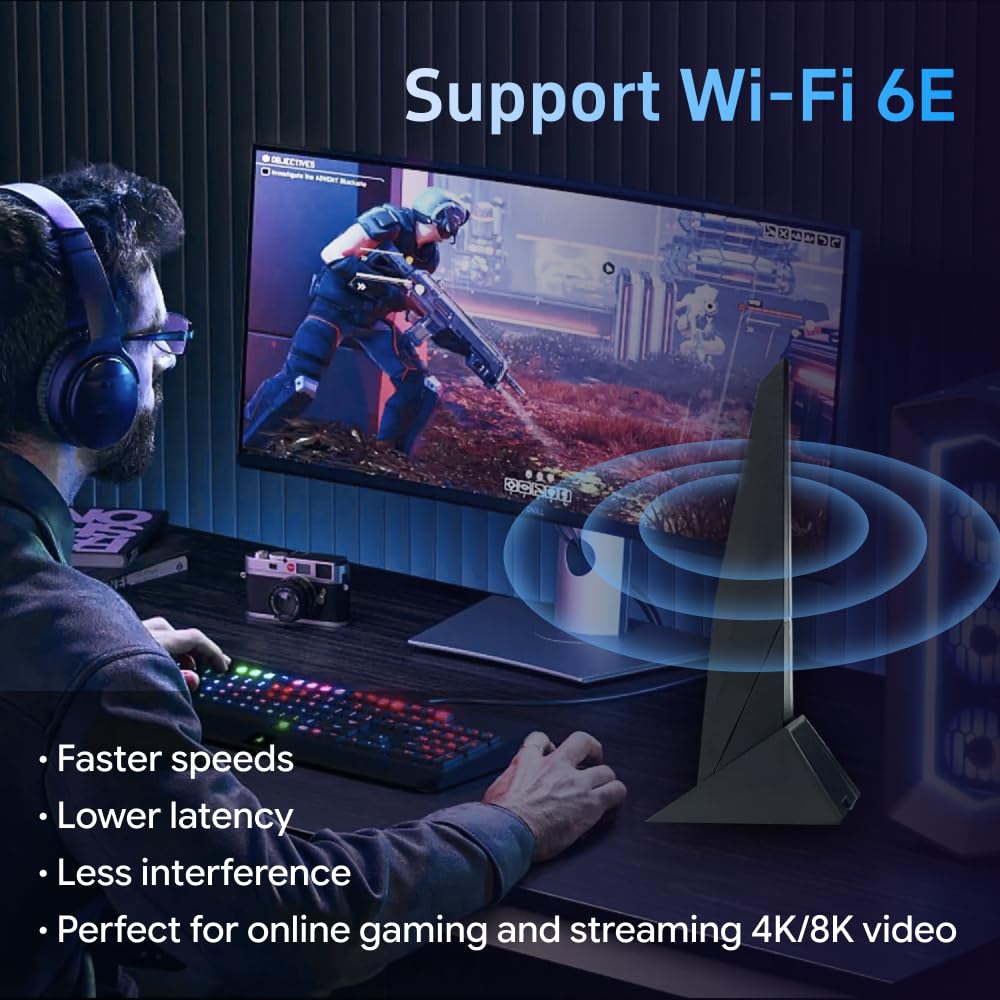SAMXI SMA Antenne mobile WiFi Carte mère 2T2R 2.4G/5G WiFi6e pour ASUS Rog Strix Z270 Z370 X370 Z390 Z490 X570 Antenne de jeu double bande avec câble d'extension