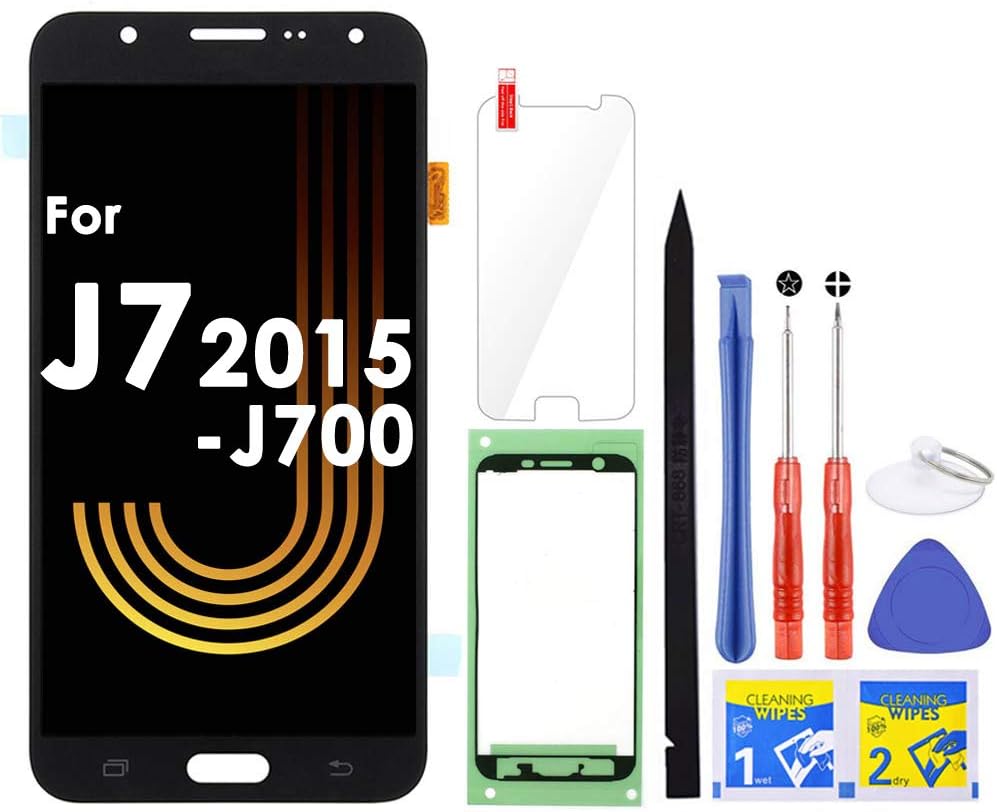 iFixmate LCD Screen Replacement for Samsung Galaxy J7 2015 J700 J700T J700F J700H J700M SM-J700 LCD Touch Screen Digitizer Glass Display Assembly with Repair Tools and Adhesive (Black)