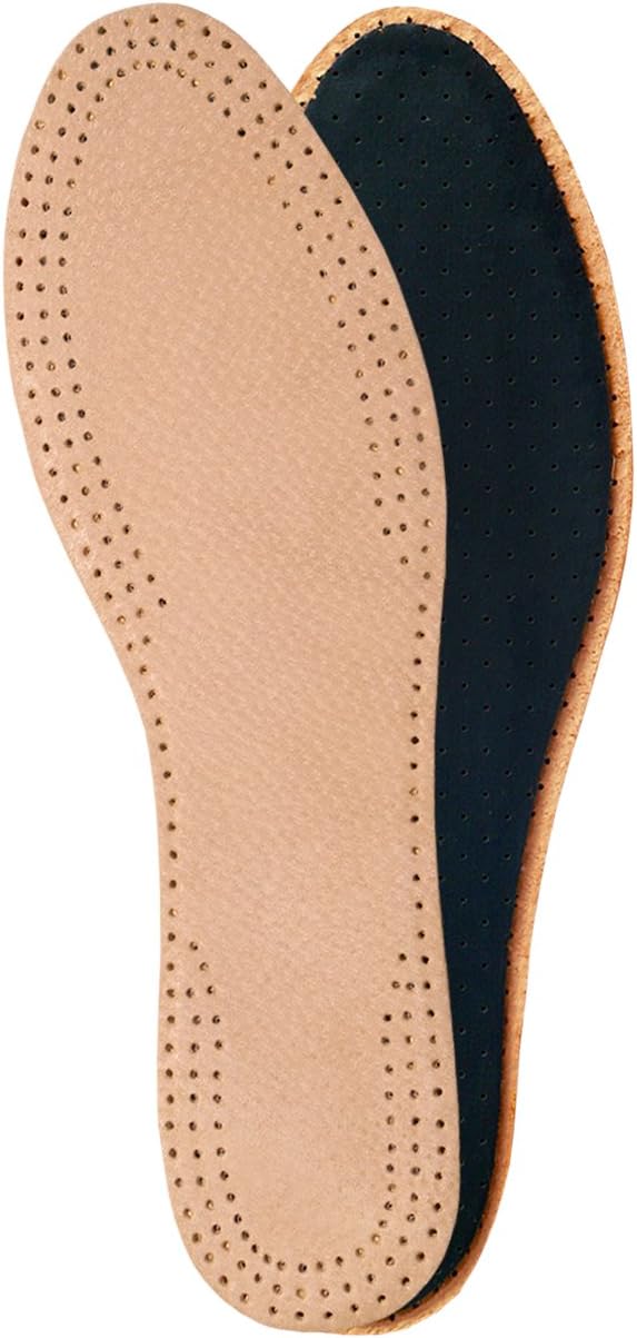 Natural Leather Insoles for Men with Activated Carbon Underlayer, Inserts, Replacement Shoes, Boots. Size (Women/UK 2/35 EUR)