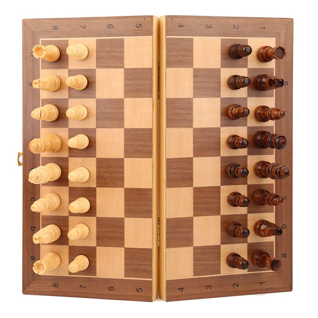 ZAW Schach Magnetische hölzerne faltende Schach-Set mit gefilztem Spiel-Board-Innenraum for Lagerschachbrett 29cm * 29cm, 2 extra Queens Chess (Größe : 29cm)